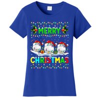 Xmas Golf Lighting Santa Hat Merry Christmas Golf Gift Women's T-Shirt