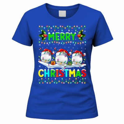 Xmas Golf Lighting Santa Hat Merry Christmas Golf Gift Women's T-Shirt