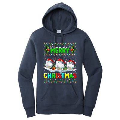 Xmas Golf Lighting Santa Hat Merry Christmas Golf Gift Women's Pullover Hoodie