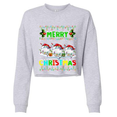 Xmas Golf Lighting Santa Hat Merry Christmas Golf Gift Cropped Pullover Crew