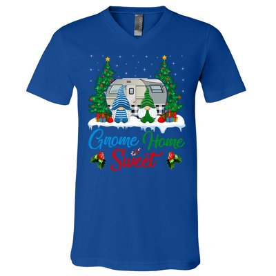 Xmas Gnome Sweet Home Funny Camper Camping Christmas Gift V-Neck T-Shirt