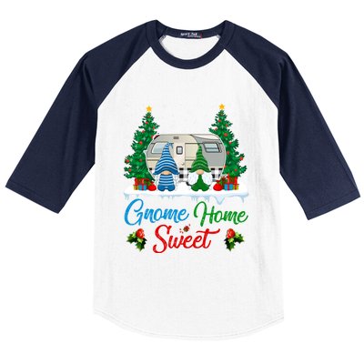 Xmas Gnome Sweet Home Funny Camper Camping Christmas Gift Baseball Sleeve Shirt