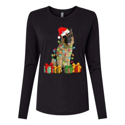 Xmas Ger Shepherd Dog Christmas Lights Puppy Lover Great Gift Womens Cotton Relaxed Long Sleeve T-Shirt