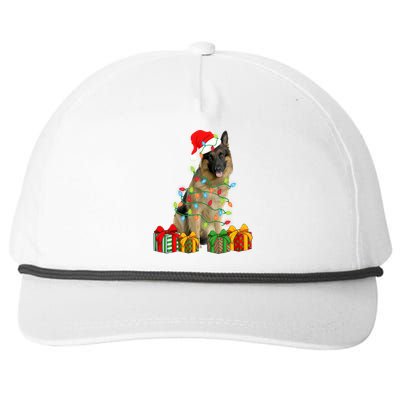 Xmas Ger Shepherd Dog Christmas Lights Puppy Lover Great Gift Snapback Five-Panel Rope Hat