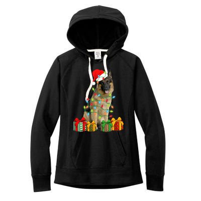 Xmas Ger Shepherd Dog Christmas Lights Puppy Lover Great Gift Women's Fleece Hoodie