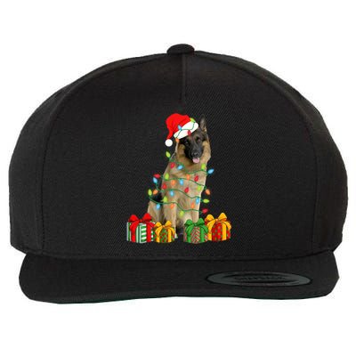 Xmas Ger Shepherd Dog Christmas Lights Puppy Lover Great Gift Wool Snapback Cap