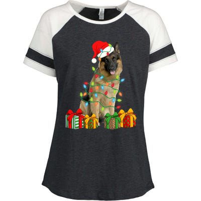 Xmas Ger Shepherd Dog Christmas Lights Puppy Lover Great Gift Enza Ladies Jersey Colorblock Tee