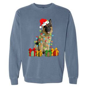 Xmas Ger Shepherd Dog Christmas Lights Puppy Lover Great Gift Garment-Dyed Sweatshirt