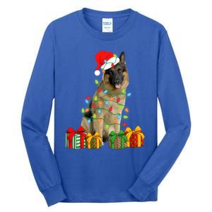 Xmas Ger Shepherd Dog Christmas Lights Puppy Lover Great Gift Tall Long Sleeve T-Shirt