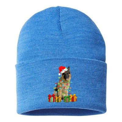 Xmas Ger Shepherd Dog Christmas Lights Puppy Lover Great Gift Sustainable Knit Beanie