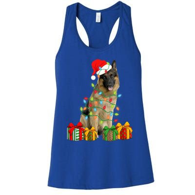 Xmas Ger Shepherd Dog Christmas Lights Puppy Lover Great Gift Women's Racerback Tank