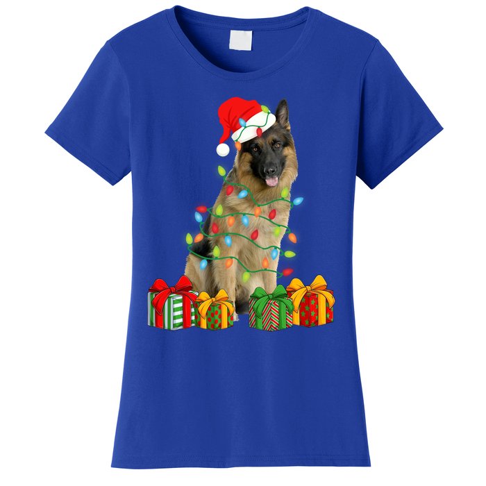 Xmas Ger Shepherd Dog Christmas Lights Puppy Lover Great Gift Women's T-Shirt