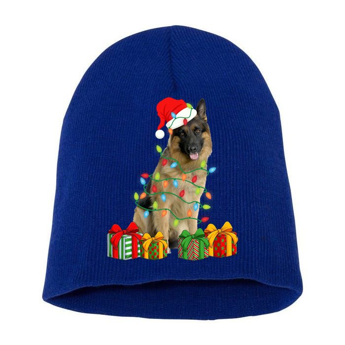 Xmas Ger Shepherd Dog Christmas Lights Puppy Lover Great Gift Short Acrylic Beanie