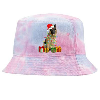 Xmas Ger Shepherd Dog Christmas Lights Puppy Lover Great Gift Tie-Dyed Bucket Hat