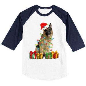 Xmas Ger Shepherd Dog Christmas Lights Puppy Lover Great Gift Baseball Sleeve Shirt