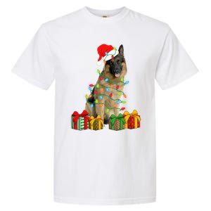 Xmas Ger Shepherd Dog Christmas Lights Puppy Lover Great Gift Garment-Dyed Heavyweight T-Shirt