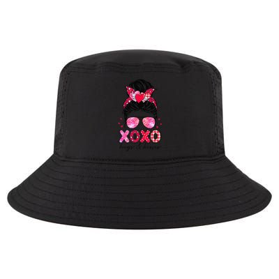 Xoxo Hugs And Ki Messy Bun Leopard Happy Valentine's Day Cool Comfort Performance Bucket Hat