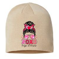 Xoxo Hugs And Ki Messy Bun Leopard Happy Valentine's Day Sustainable Beanie