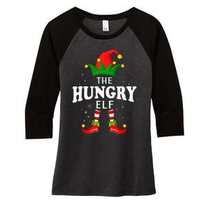 Xmas Hungry Elf Family Matching Christmas Pajama Women's Tri-Blend 3/4-Sleeve Raglan Shirt