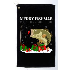 Xmas Holiday Fish Fishing Fishmas Bass Fish Merry Christmas Funny Gift Platinum Collection Golf Towel