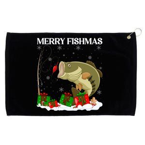 Xmas Holiday Fish Fishing Fishmas Bass Fish Merry Christmas Funny Gift Grommeted Golf Towel