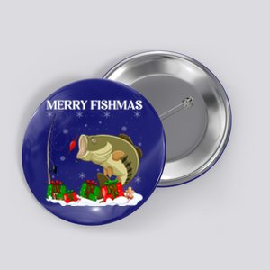 Xmas Holiday Fish Fishing Fishmas Bass Fish Merry Christmas Funny Gift Button