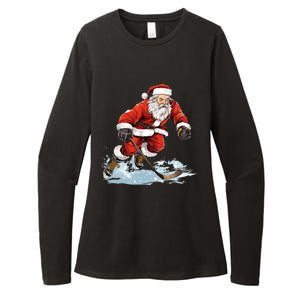 Xmas Holiday Funny Santa Playing Ice Hockey Christmas Gift Womens CVC Long Sleeve Shirt