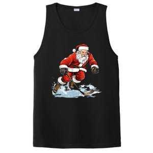 Xmas Holiday Funny Santa Playing Ice Hockey Christmas Gift PosiCharge Competitor Tank