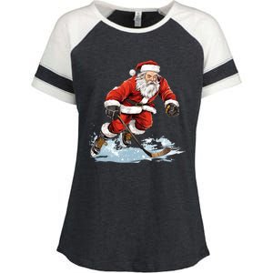 Xmas Holiday Funny Santa Playing Ice Hockey Christmas Gift Enza Ladies Jersey Colorblock Tee