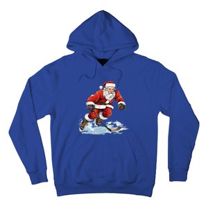 Xmas Holiday Funny Santa Playing Ice Hockey Christmas Gift Hoodie