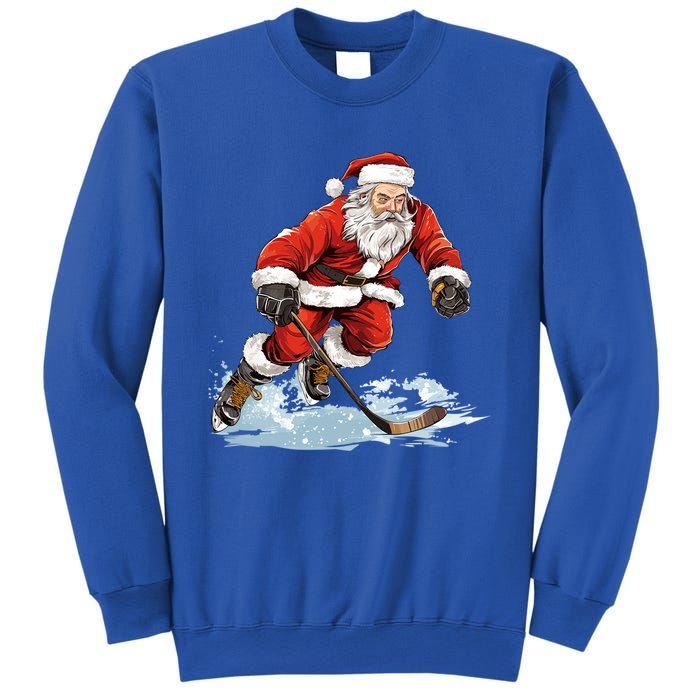 Xmas Holiday Funny Santa Playing Ice Hockey Christmas Gift Sweatshirt