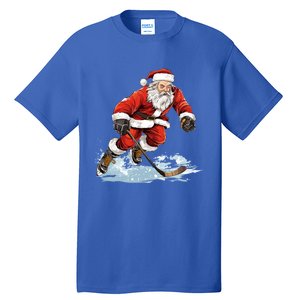 Xmas Holiday Funny Santa Playing Ice Hockey Christmas Gift Tall T-Shirt