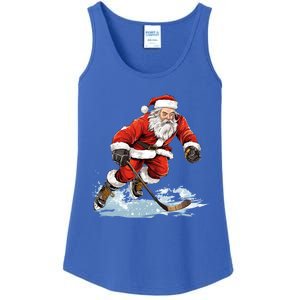 Xmas Holiday Funny Santa Playing Ice Hockey Christmas Gift Ladies Essential Tank