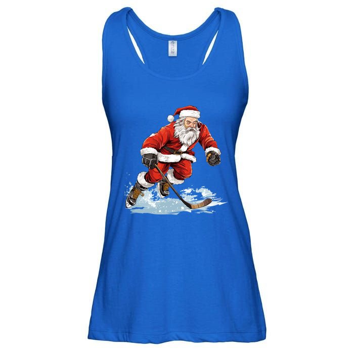 Xmas Holiday Funny Santa Playing Ice Hockey Christmas Gift Ladies Essential Flowy Tank