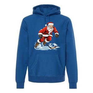 Xmas Holiday Funny Santa Playing Ice Hockey Christmas Gift Premium Hoodie