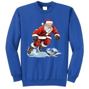 Xmas Holiday Funny Santa Playing Ice Hockey Christmas Gift Tall Sweatshirt