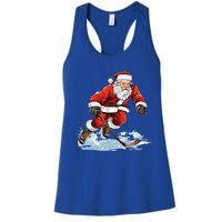 Xmas Holiday Funny Santa Playing Ice Hockey Christmas Gift Women's Racerback Tank