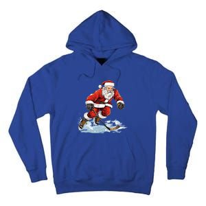 Xmas Holiday Funny Santa Playing Ice Hockey Christmas Gift Tall Hoodie