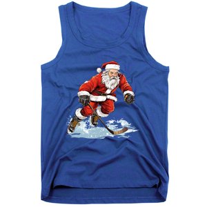 Xmas Holiday Funny Santa Playing Ice Hockey Christmas Gift Tank Top