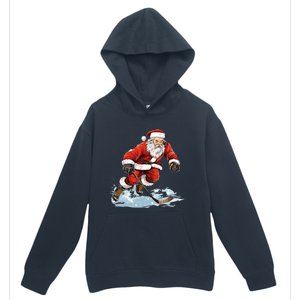 Xmas Holiday Funny Santa Playing Ice Hockey Christmas Gift Urban Pullover Hoodie