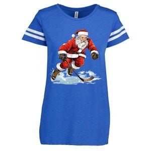 Xmas Holiday Funny Santa Playing Ice Hockey Christmas Gift Enza Ladies Jersey Football T-Shirt