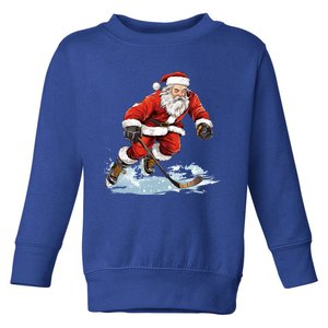 Xmas Holiday Funny Santa Playing Ice Hockey Christmas Cute Gift Toddler Sweatshirt