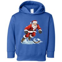 Xmas Holiday Funny Santa Playing Ice Hockey Christmas Cute Gift Toddler Hoodie