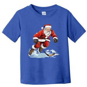 Xmas Holiday Funny Santa Playing Ice Hockey Christmas Cute Gift Toddler T-Shirt