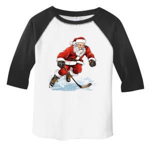 Xmas Holiday Funny Santa Playing Ice Hockey Christmas Cute Gift Toddler Fine Jersey T-Shirt