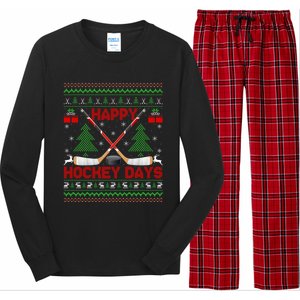 Xmas Happy Hockeydays Ugly Ice Hockey Christmas Gift Long Sleeve Pajama Set