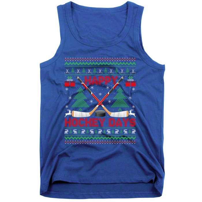 Xmas Happy Hockeydays Ugly Ice Hockey Christmas Gift Tank Top