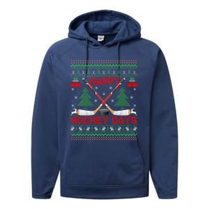 Xmas Happy Hockeydays Ugly Ice Hockey Christmas Gift Performance Fleece Hoodie