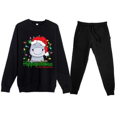 Xmas Hippo I Want A Hippopotamus For Christmas Pjs Gift Premium Crewneck Sweatsuit Set