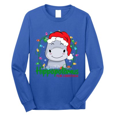 Xmas Hippo I Want A Hippopotamus For Christmas Pjs Gift Long Sleeve Shirt